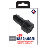 43W USB-C and USB-A Dual Port Car Charger